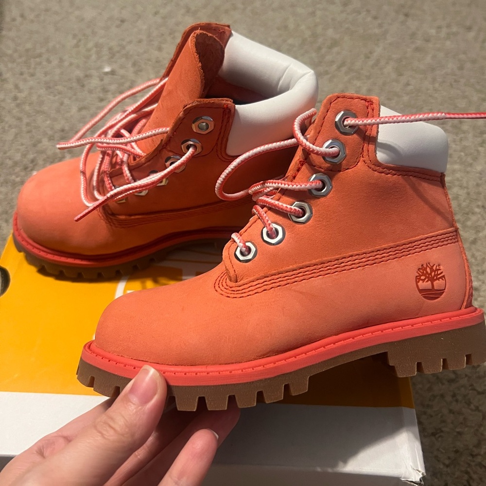 Timberland Pink and White Boots with Nubuck Leather